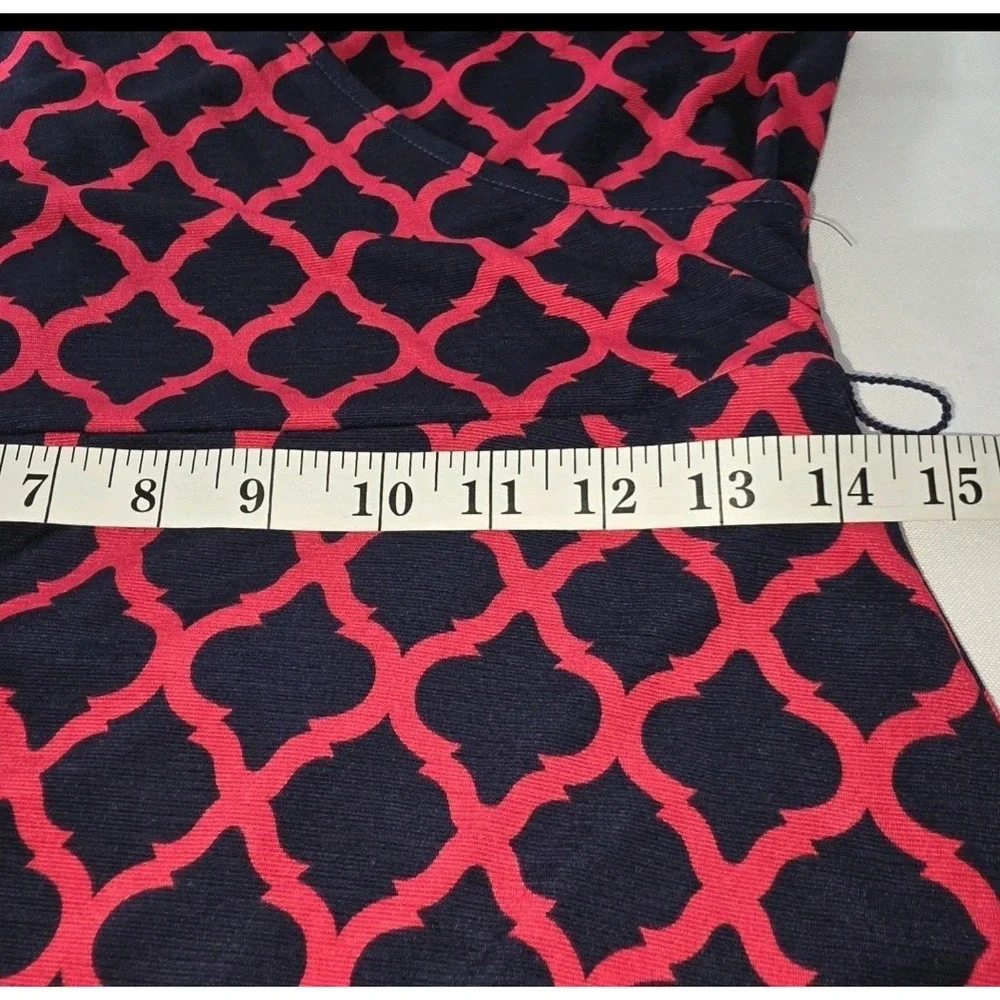 Mix by 41Hawthorn Navy Pink Geometric Faux Wrap Sleeveless Tie Waist Dress M - Picture 4 of 9